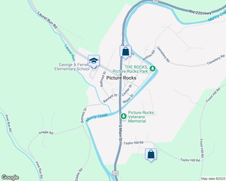 map of restaurants, bars, coffee shops, grocery stores, and more near in Picture Rocks