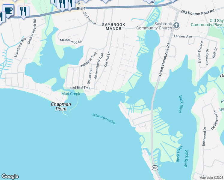 map of restaurants, bars, coffee shops, grocery stores, and more near 358 Middletown Avenue in Old Saybrook