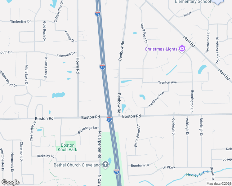 map of restaurants, bars, coffee shops, grocery stores, and more near 19564 Benbow Road in Strongsville