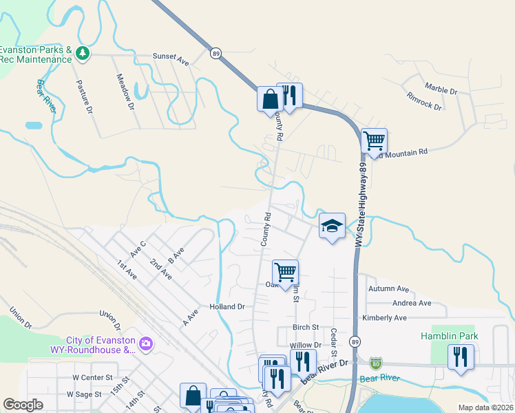 map of restaurants, bars, coffee shops, grocery stores, and more near 104 Cox Court in Evanston