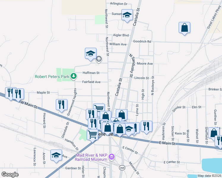 map of restaurants, bars, coffee shops, grocery stores, and more near 318 Northwest Street in Bellevue