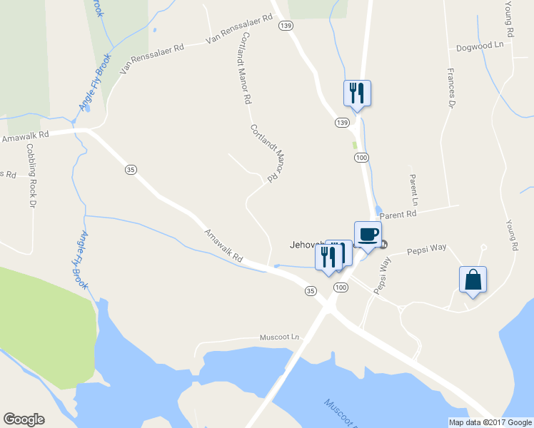 map of restaurants, bars, coffee shops, grocery stores, and more near 10 Cortlandt Manor Road in Katonah