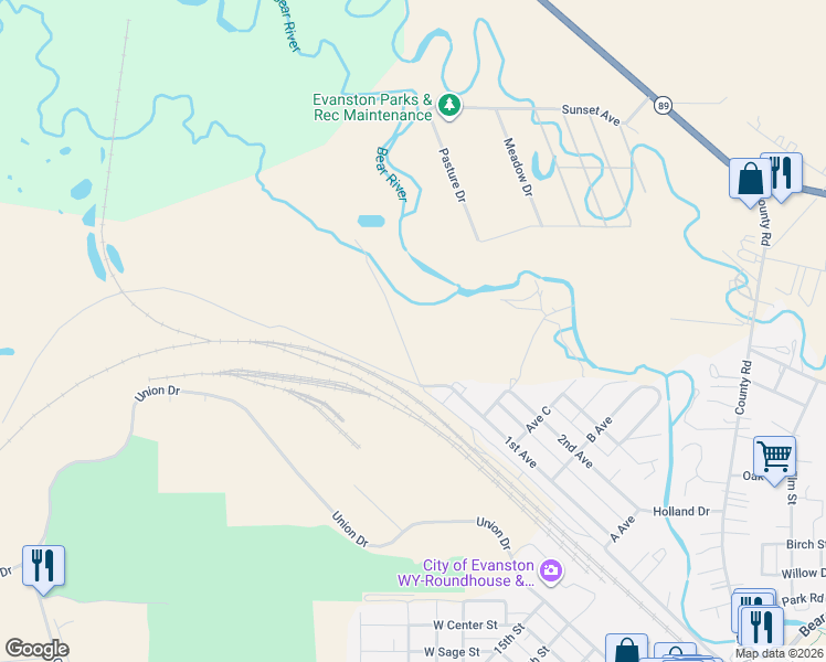 map of restaurants, bars, coffee shops, grocery stores, and more near 426 Sims Lane in Evanston