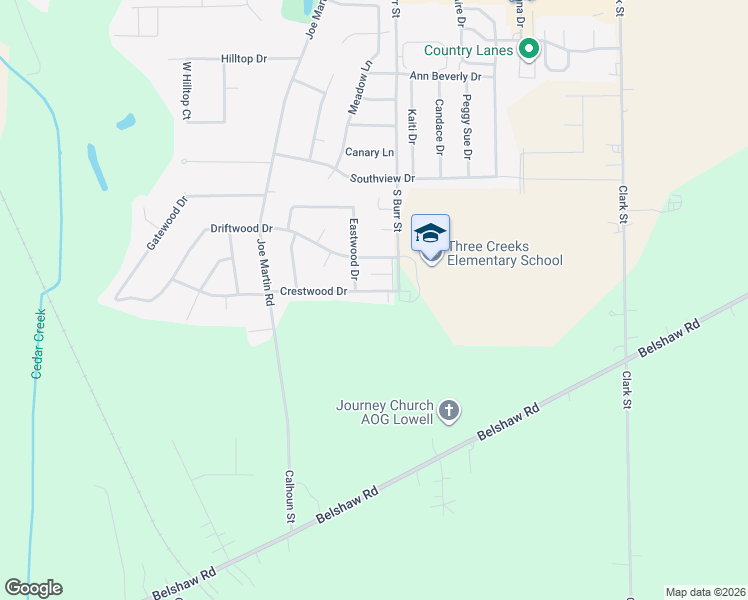 map of restaurants, bars, coffee shops, grocery stores, and more near 1674-1680 Crestwood Drive in Lowell