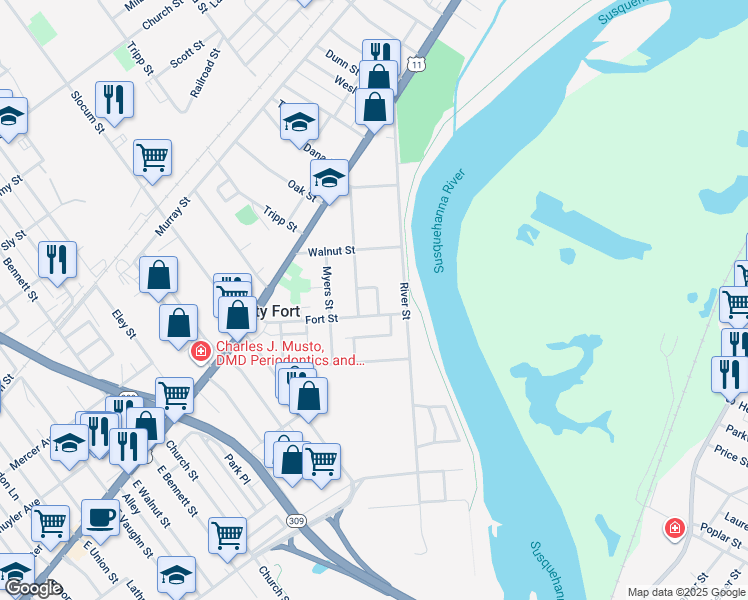 map of restaurants, bars, coffee shops, grocery stores, and more near 35 Orchard Place in Kingston