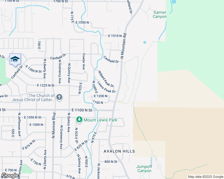 map of restaurants, bars, coffee shops, grocery stores, and more near 1250 Willard Peak Drive in Ogden