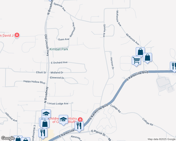 map of restaurants, bars, coffee shops, grocery stores, and more near 335 East Orchard Avenue in Council Bluffs