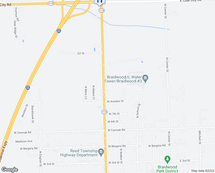 map of restaurants, bars, coffee shops, grocery stores, and more near 983 North Division Street in Braidwood