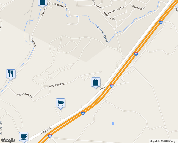 map of restaurants, bars, coffee shops, grocery stores, and more near 220 Ridgewood Rd in Wilkes-Barre