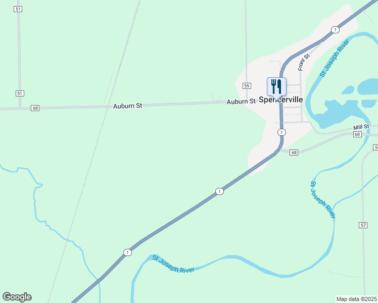 map of restaurants, bars, coffee shops, grocery stores, and more near in Spencerville