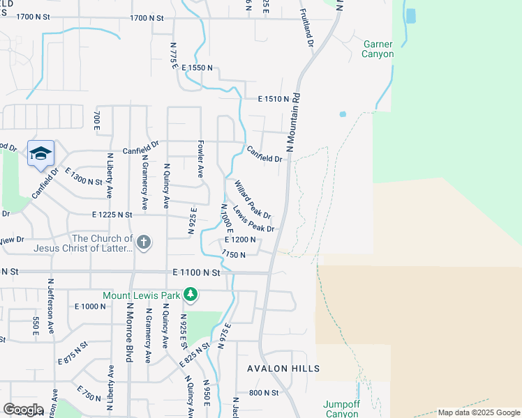 map of restaurants, bars, coffee shops, grocery stores, and more near 1250 Willard Peak Drive in Ogden