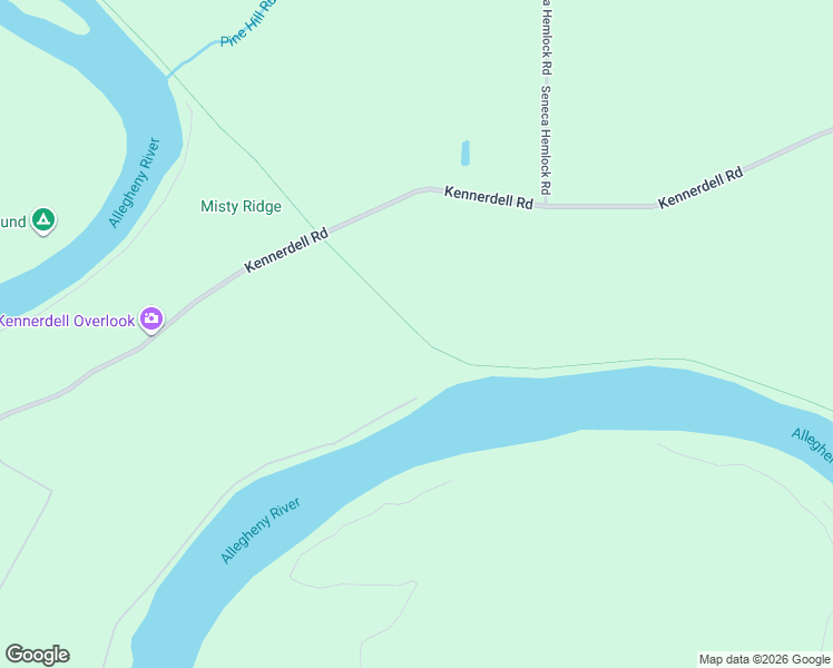 map of restaurants, bars, coffee shops, grocery stores, and more near Allegheny River Trail in Kennerdell