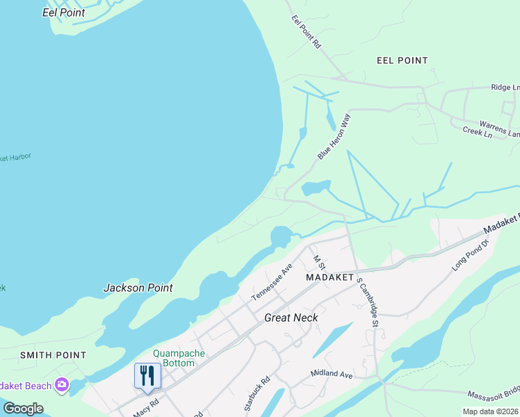 map of restaurants, bars, coffee shops, grocery stores, and more near 3 Little Neck Way in Nantucket