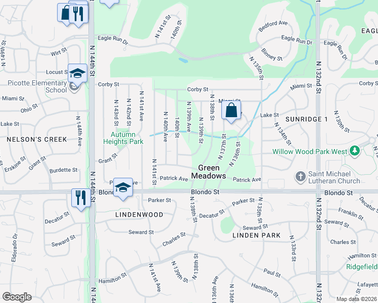 map of restaurants, bars, coffee shops, grocery stores, and more near 13912 Erskine Street in Omaha