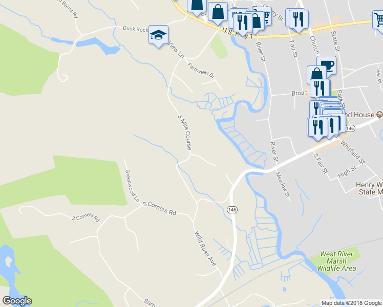 map of restaurants, bars, coffee shops, grocery stores, and more near 6 River Colony in Guilford