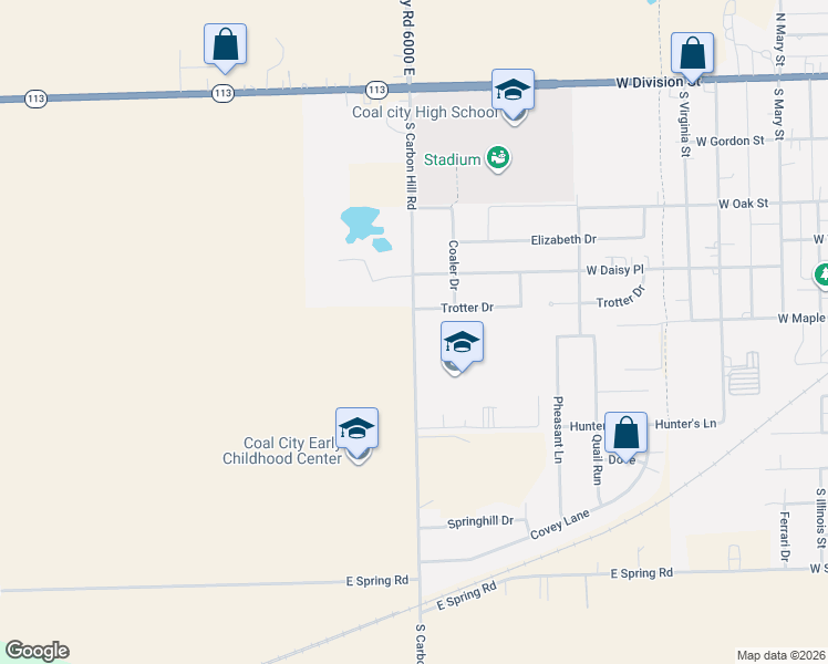 map of restaurants, bars, coffee shops, grocery stores, and more near 729 South Carbon Hill Road in Coal City