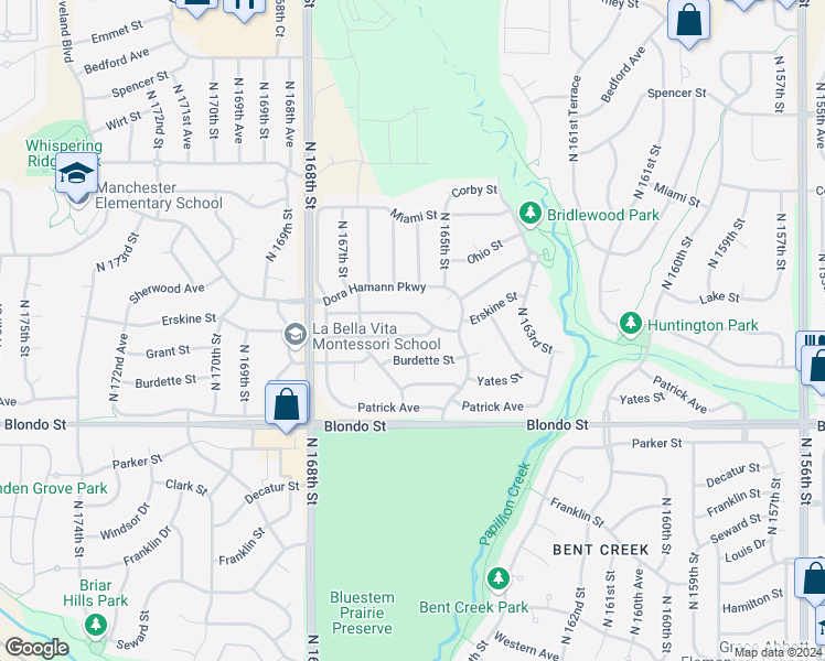 map of restaurants, bars, coffee shops, grocery stores, and more near 16484 Grant Street in Omaha