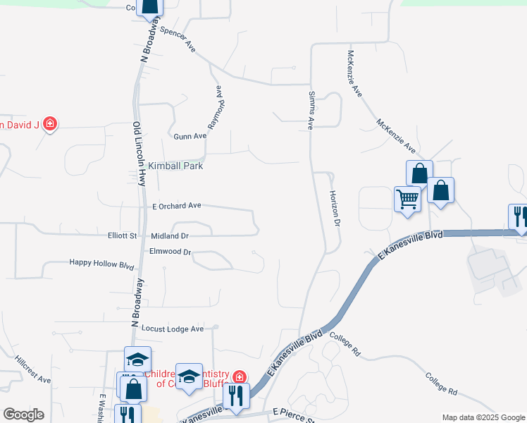 map of restaurants, bars, coffee shops, grocery stores, and more near 335 East Orchard Avenue in Council Bluffs