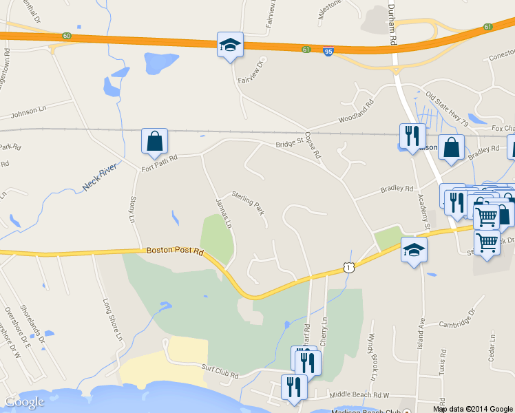 map of restaurants, bars, coffee shops, grocery stores, and more near 63 Sterling Park in Madison