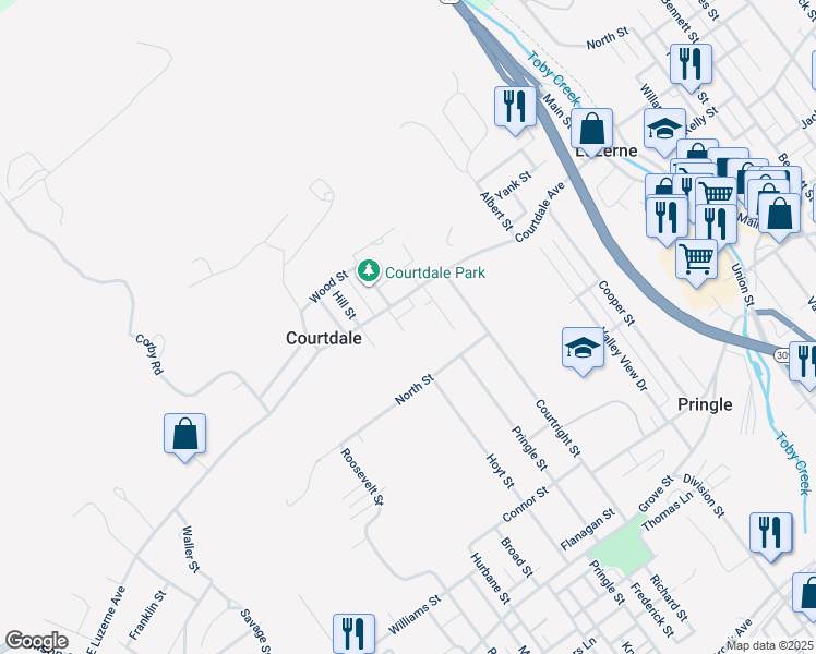 map of restaurants, bars, coffee shops, grocery stores, and more near 194-196 Bryden Ct in Courtdale