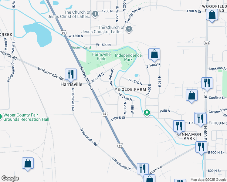 map of restaurants, bars, coffee shops, grocery stores, and more near 1160 Rhode Island Circle in Ogden