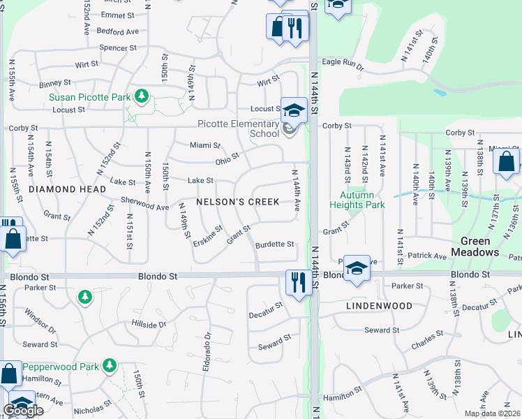 map of restaurants, bars, coffee shops, grocery stores, and more near 2306 North 145th Street in Omaha