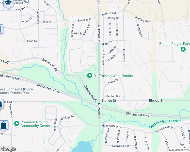 map of restaurants, bars, coffee shops, grocery stores, and more near 2318 North 191st Avenue in Omaha