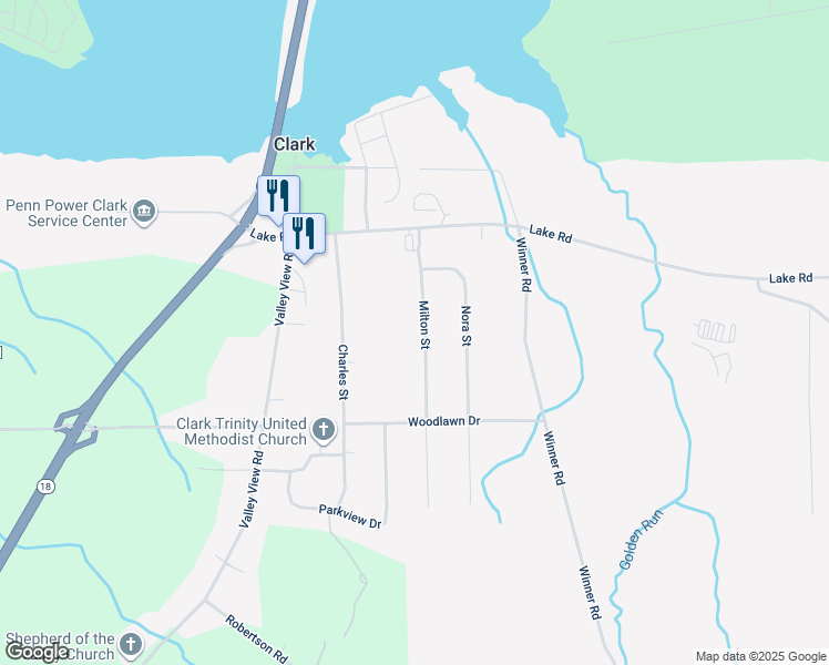 map of restaurants, bars, coffee shops, grocery stores, and more near in Clark