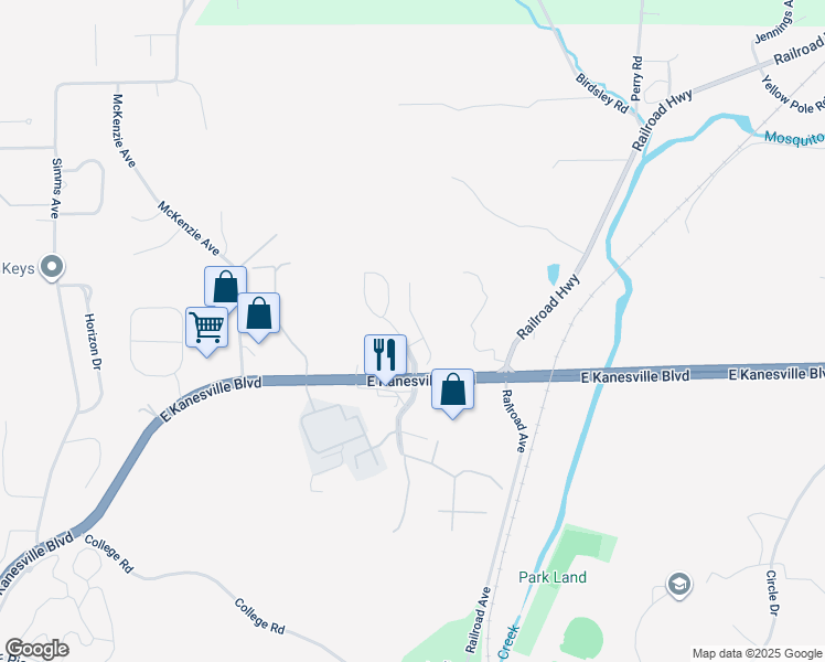 map of restaurants, bars, coffee shops, grocery stores, and more near 2704 East Kanesville Boulevard in Council Bluffs