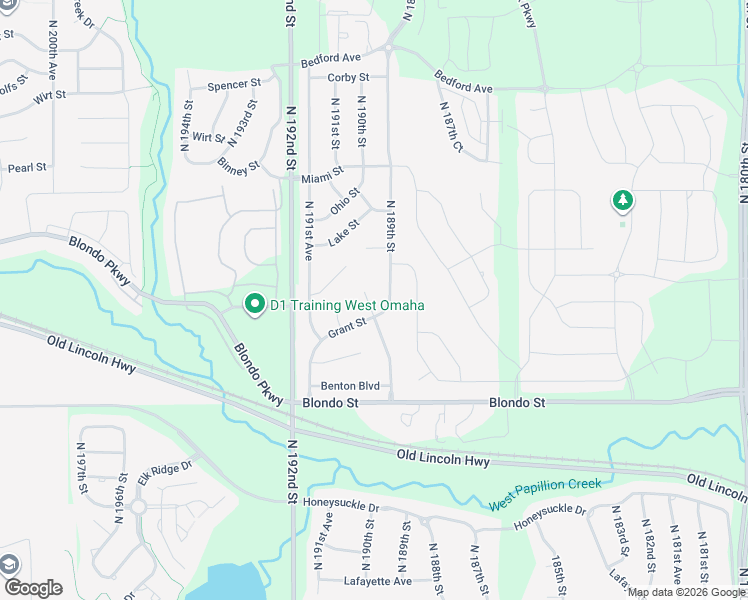 map of restaurants, bars, coffee shops, grocery stores, and more near 2329 North 189th Circle in Omaha