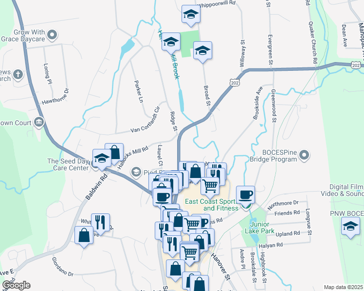 map of restaurants, bars, coffee shops, grocery stores, and more near 2141 Saw Mill River Road in Yorktown Heights