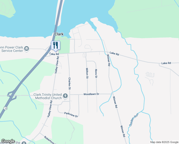 map of restaurants, bars, coffee shops, grocery stores, and more near 36 Milton Street in Clark