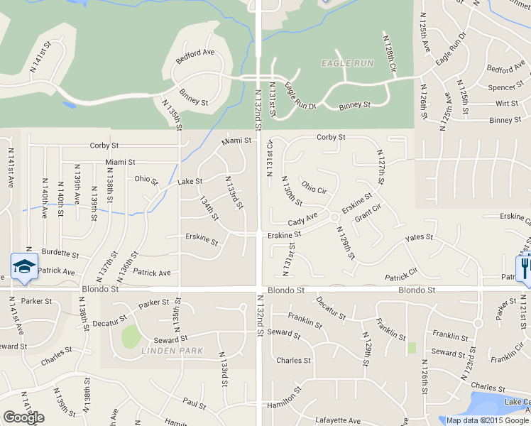 map of restaurants, bars, coffee shops, grocery stores, and more near 2523 North 131st Circle in Omaha