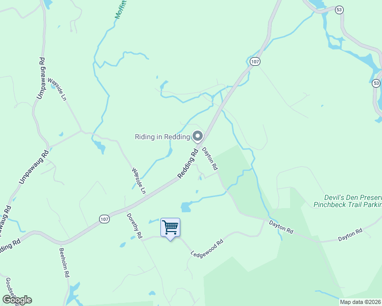 map of restaurants, bars, coffee shops, grocery stores, and more near 299 Redding Road in Redding
