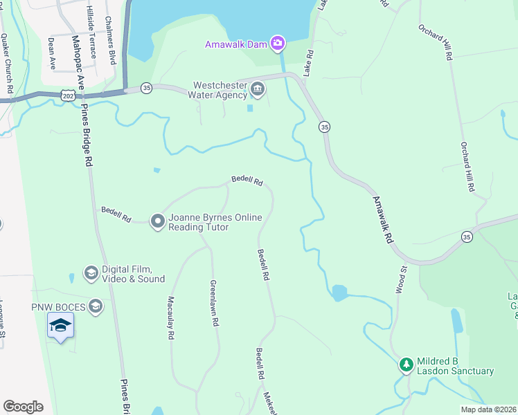map of restaurants, bars, coffee shops, grocery stores, and more near 22 Bedell Road in Katonah