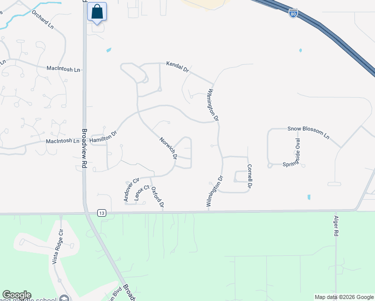 map of restaurants, bars, coffee shops, grocery stores, and more near 1496 Linton Lane in Broadview Heights