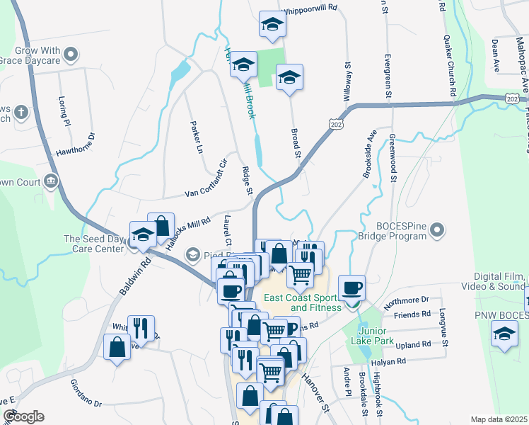map of restaurants, bars, coffee shops, grocery stores, and more near 2145 Saw Mill River Road in Yorktown Heights