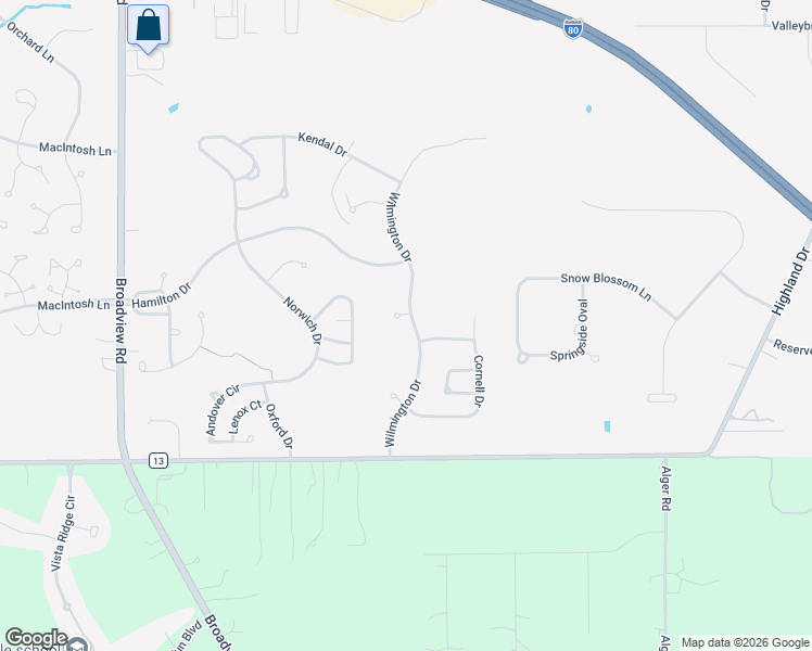 map of restaurants, bars, coffee shops, grocery stores, and more near 1840 Branton Ct in Broadview Heights
