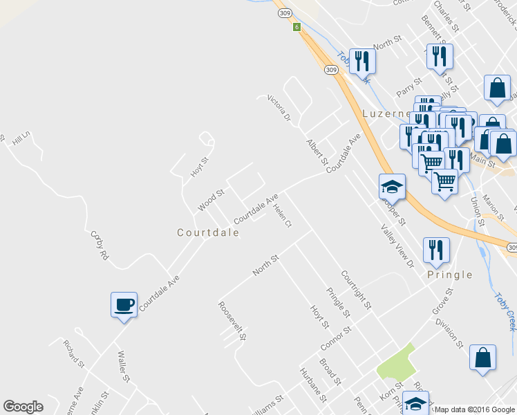map of restaurants, bars, coffee shops, grocery stores, and more near 177 Courtdale Avenue in Courtdale