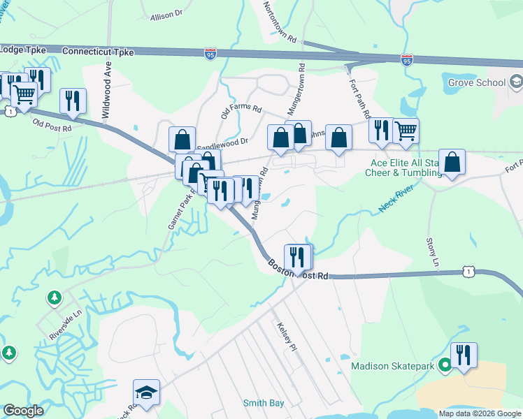 map of restaurants, bars, coffee shops, grocery stores, and more near 7 Esterly Farms Road in Madison