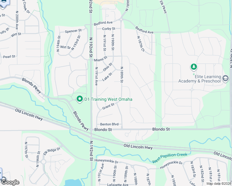 map of restaurants, bars, coffee shops, grocery stores, and more near 2329 North 189th Circle in Omaha