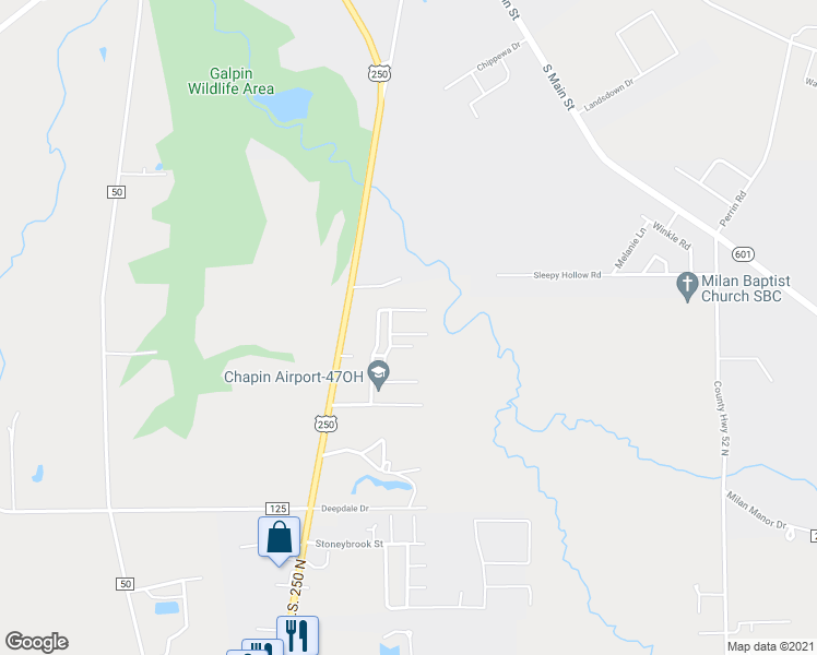 map of restaurants, bars, coffee shops, grocery stores, and more near 5144 U.S. 250 North in Norwalk
