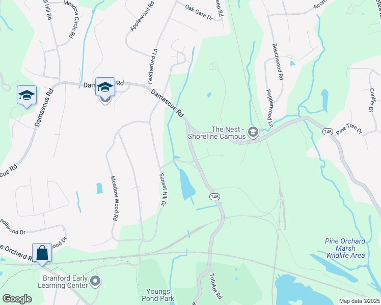 map of restaurants, bars, coffee shops, grocery stores, and more near 9 Totoket Road in Branford