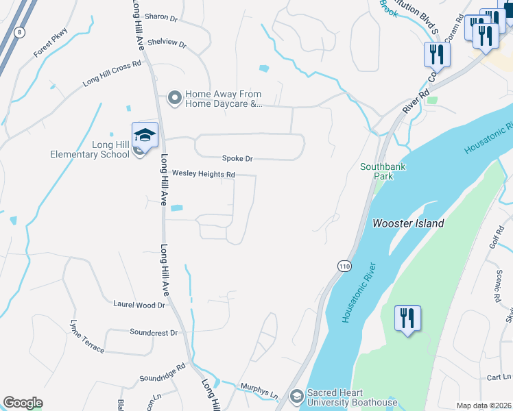 map of restaurants, bars, coffee shops, grocery stores, and more near 580 Long Hill Ave in Shelton