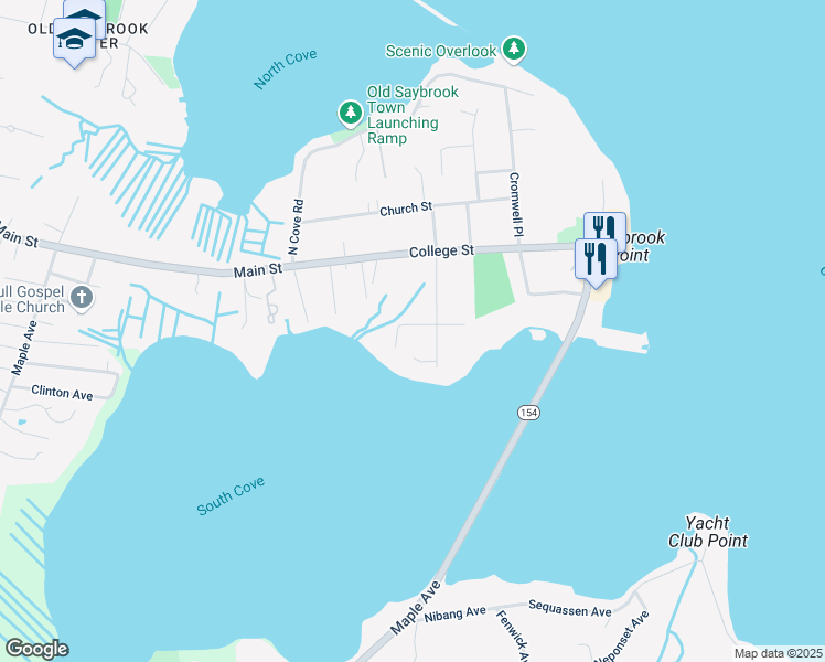 map of restaurants, bars, coffee shops, grocery stores, and more near 6 Mulberry Street in Old Saybrook