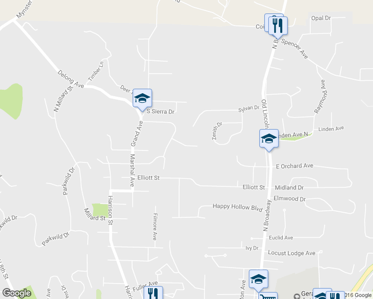 map of restaurants, bars, coffee shops, grocery stores, and more near 39 Crestwood Drive in Council Bluffs