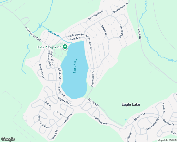 map of restaurants, bars, coffee shops, grocery stores, and more near 11 A M Hughes Boulevard in Eagle Lake