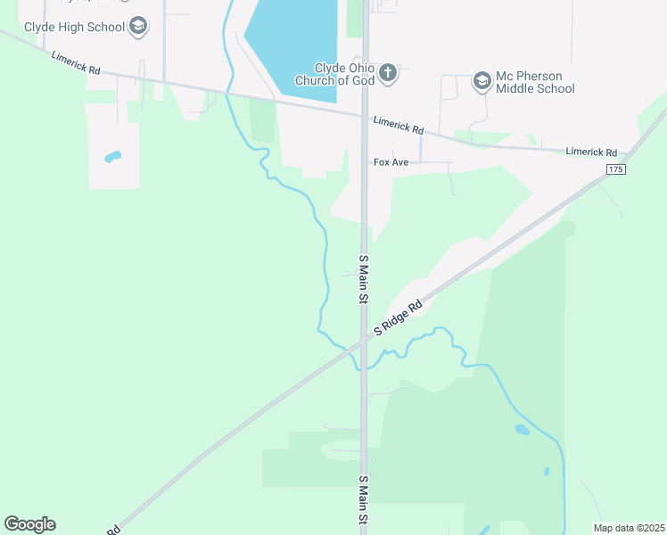 map of restaurants, bars, coffee shops, grocery stores, and more near 1700 South Main Street in Clyde