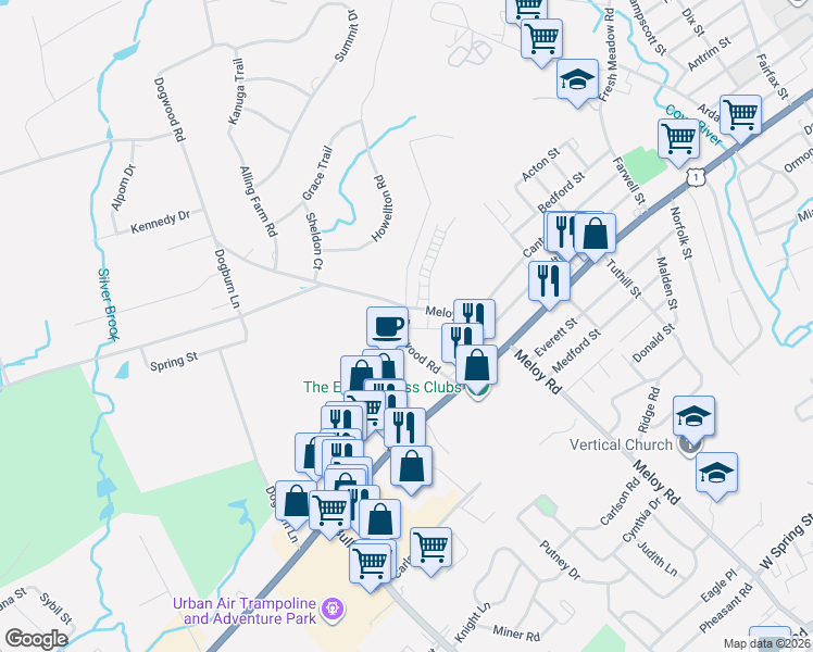 map of restaurants, bars, coffee shops, grocery stores, and more near 63 Dogburn Road in West Haven