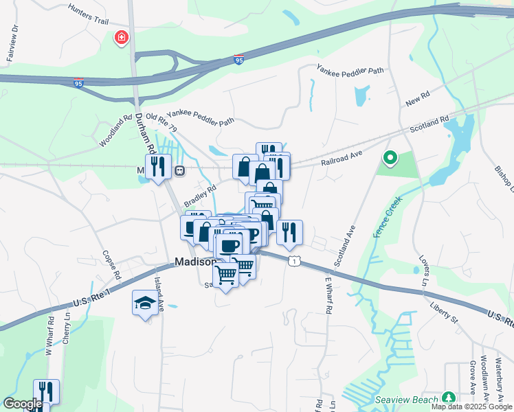 map of restaurants, bars, coffee shops, grocery stores, and more near in Madison